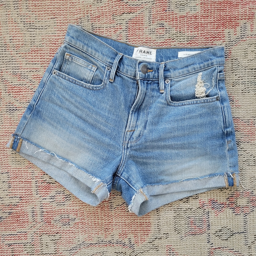 Frame denim jeans Le bridgette shorts frayed cutoff distressed like new 24